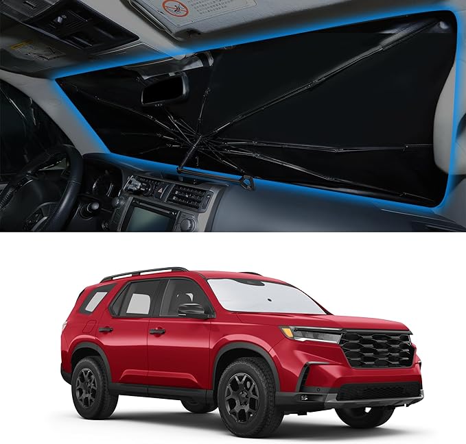 Windshield Sun Shade Umbrella Accessories Compatible with 2016 2017 2018-2026 Pilot EX-L Special Edition Elite Black Edition Touring for Honda Foldable Sunshade Sun Visor Blocks UV