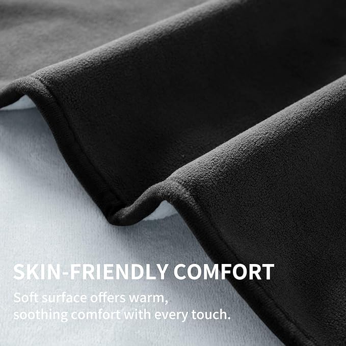 QiyI Waterproof Blanket for Bed Couch Sofa, Small Washable Reversible & Reusable Pet Dog Cat Throw Blanket, Leakproof Stain Resistant Sofa Cover, 40"x60", Black/Light Grey
