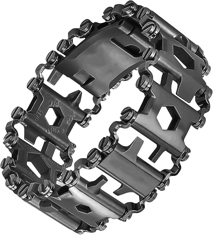 29 in 1 Multitools Stainless Steel Tool Wearable Bracelet for Men Compatible for Apple Watch Ultra 1&2, Survival Camping Travel Multitools Watch Band, Black