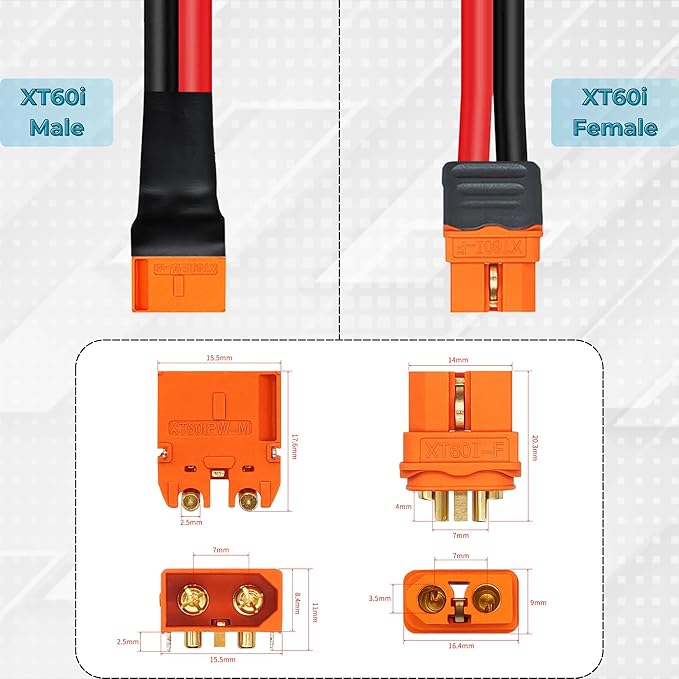 10 AWG 30FT XT60i to XT60i Extension Cable Male to Female, XT60i Connectors Solar Charging Cable Silicone Wire for Portable Power Station Solar Generator Off-Grid Systems