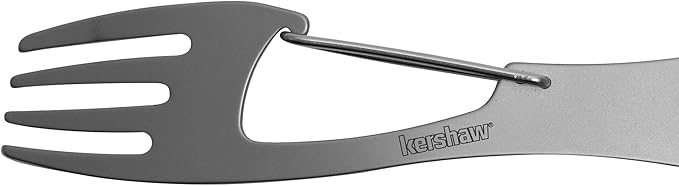 Kershaw Ration Multi Tool Spork, Stainless Steel Spoon, Fork, Carabiner and Bottle Opener, Regular and XL Sizes