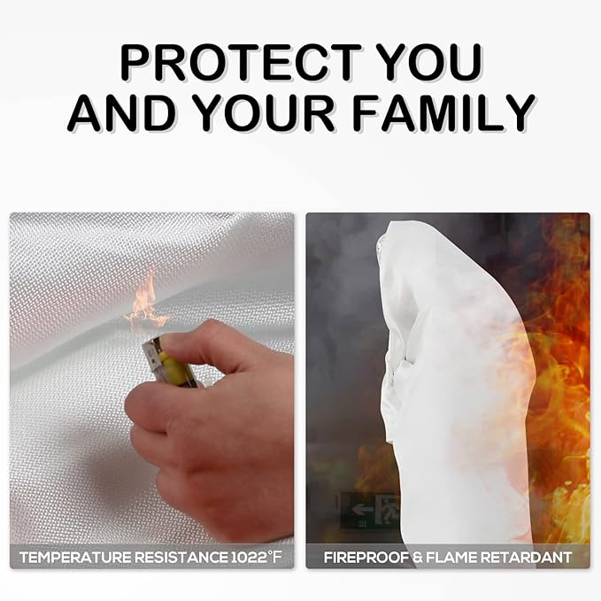 FLASLD Fire Blanket for Home and Kitchen, 47"x47" Fiberglass Fire Blankets Emergency for People, Flame Retardant Protection and Heat Insulation 4 ft x 4 ft