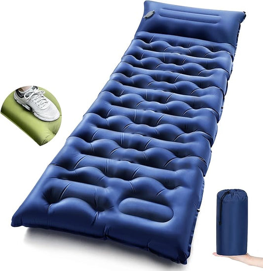 Camping Sleeping Pad,5.9 Inch Thick Camping Mat with Built in Pillow and Foot Pump,Self Inflating Sleeping Pad for Camping Backpacking（Green