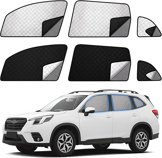 ZATOOTO Car Window Shades for 2019-2024 Forester Sun Shade for Side Windows 6 Pack, Car Window Cover for Camping with Breathable Window Screen and Reversible Blackout Window Shade for Privacy Heat