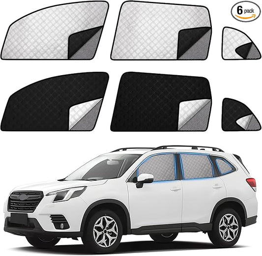 ZATOOTO Car Window Shades for 2019-2024 Forester Sun Shade for Side Windows 6 Pack, Car Window Cover for Camping with Breathable Window Screen and Reversible Blackout Window Shade for Privacy Heat