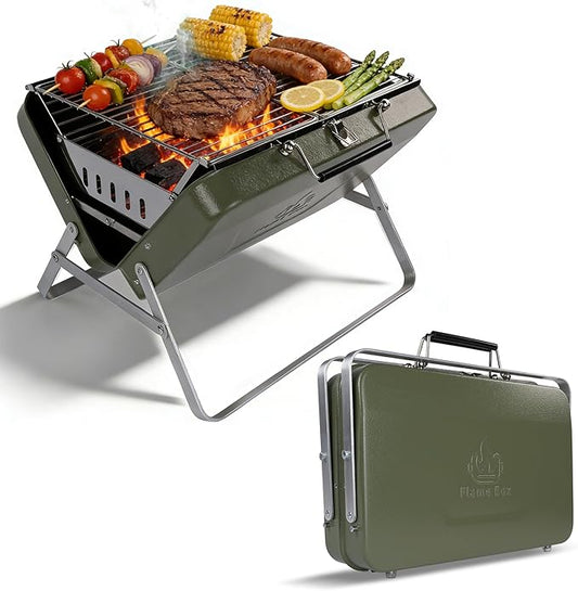 Ranger Plus Portable Charcoal Grill – Folding BBQ with Large Grilling Grate for Camping, Tailgating & Backyard | Serves 4–5, Full‑Grate Cooking Coverage, 304 Stainless Steel, 3‑Second Setup