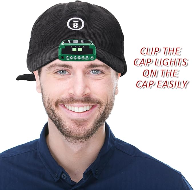Mudder LED Clip on Cap Lights USB Rechargeable Cap Flashlight Clip Waterproof Ultra Bright Hat Flashlight Headlamp for Fishing Camping Hand Work