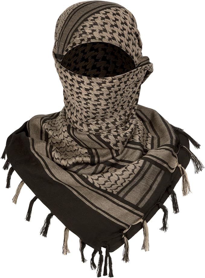 Aonal Military Shemagh Tactical Desert Scarf, 100% Cotton Keffiyeh Neck Head Scarf Wrap for Men Women