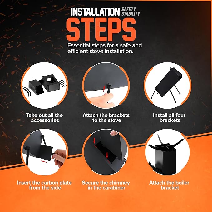 Rocket Stove for Camping Heavy Duty Wood Burning Stove with Adjustable Legs, Portable Wood Burning Fire Camping Stove, Cooking Camping Grilling Outdoor Backyard BBQ Stove with Storage Bag, Rod, Gloves