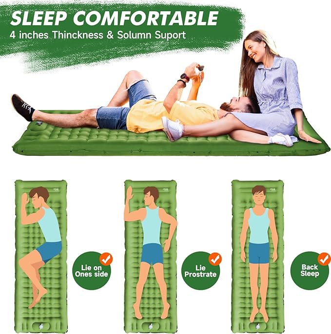 HiiPeak Sleeping Pad for Camping- Ultralight Inflatable Sleeping Mat with Built-in Foot Pump, Upgraded Durable Compact Camping Air Mattress for Tent, Backpacking, Hiking