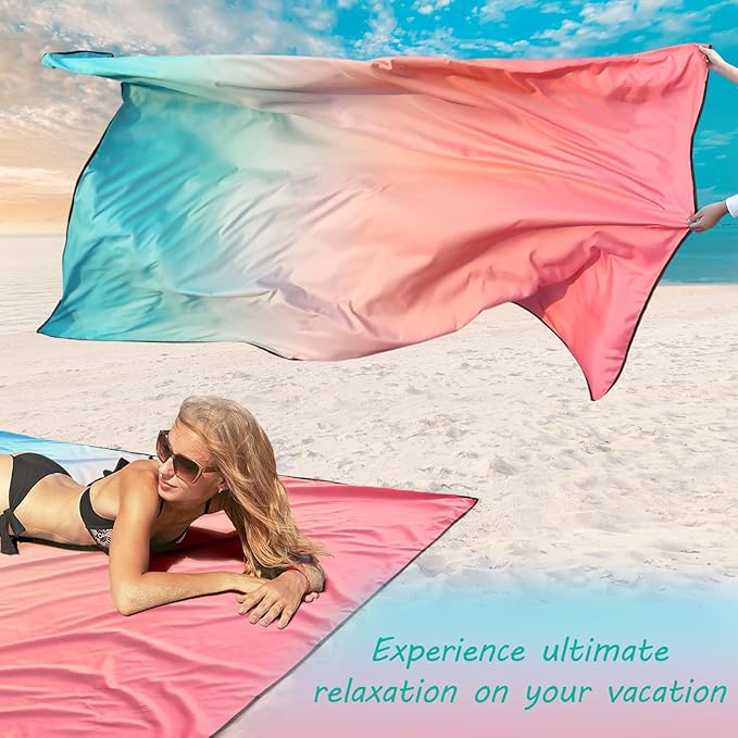 AISPARKY Beach Blanket Waterproof Sandproof Extra Large, Oversized Beach Mat, Quick Drying&Compact&Lightweight, Picnic Blankets Vacation Essentials for Outdoor Beach Camping (108" X 120" (8 Person))