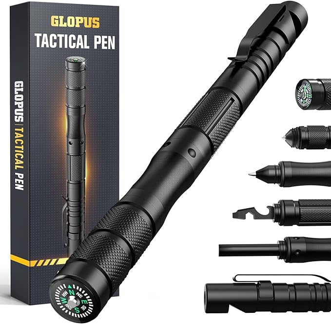 Birthday Gifts for Dad Him Husband, 9 In 1 Tactical Pen, Edc Multitool Pen with Bottle Opener, Window Breaker and Screwdriver, Survival Gear for Camping Hiking, Tactical Gear