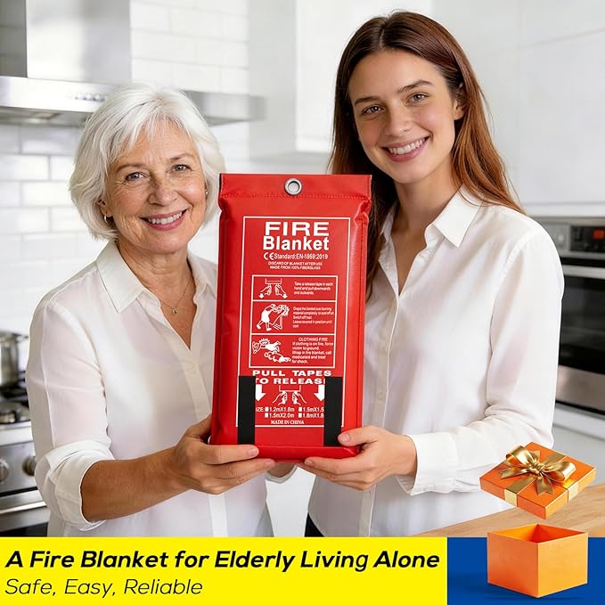 FLASLD 4 Pack Fire Blanket for Home and Kitchen, 40x40 Inch Fiberglass Fire Blankets Emergency for People, Fire Suppression Blankets for School Fireplace Grill Car Office Garage Welding Warehouse