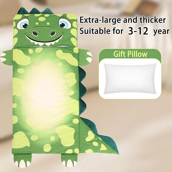Wizland Sleeping Bag for Kid-Thick Cut Flannel School Mat for Boys and Girls Kindergarten Portable Nap Mats Super Soft, Warm, Cozy, 3.3 Lbs Thickened, 61.8"×28.3" Kid Gift for 3 4 5 6 7 8 9