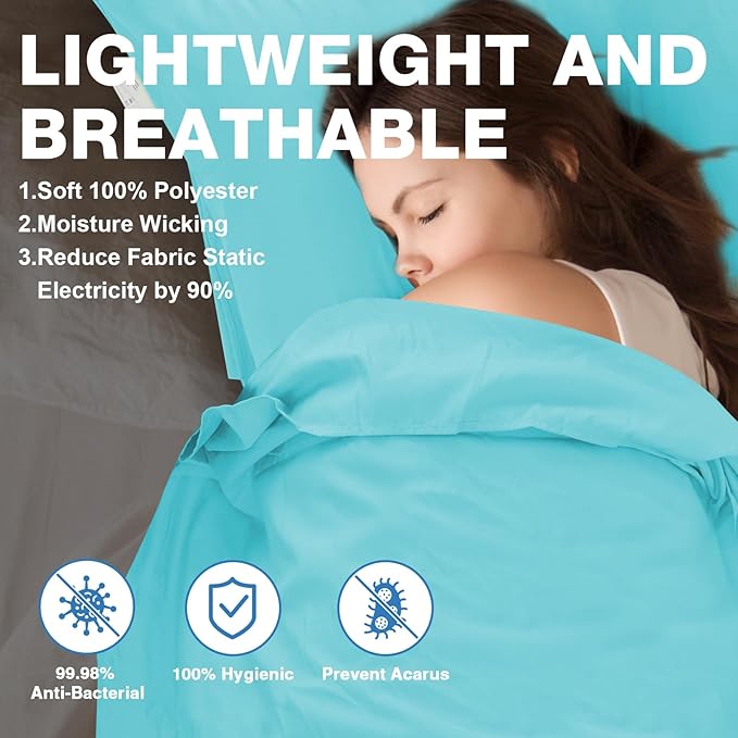 JAICOM Sleeping Bag Liner, Travel Sheets & Adult Sleep Sack, Ultralight and Portable Summer Sleeping Bag - Ideal for Backpacking, Hotels and Hostels, Business Trips, Camping
