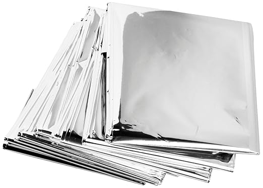 20 Pack Emergency Mylar Thermal Blankets, 54" x 84" - by Science Purchase, Silver,Large, 73MYLARPK20