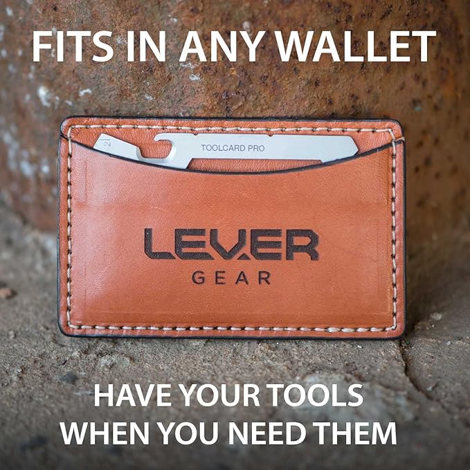 Lever Gear Toolcard Pro - 40 in 1 Credit Card Multitool. Slim, Minimalist Survival Card Wallet Tool Card. TSA Approved Multitool Card Pocket Tool. (Silver)