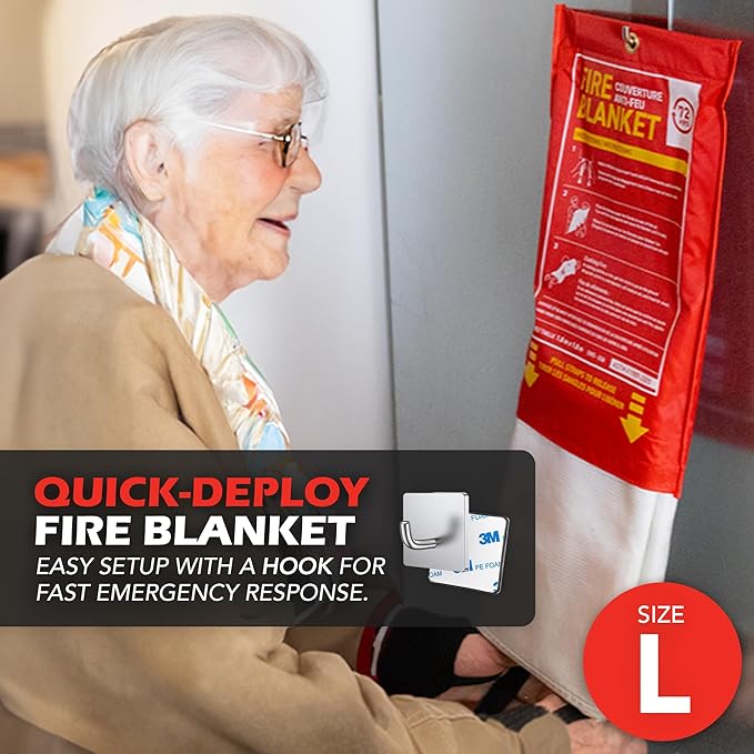 72 HRS Large Emergency Fire Blanket 47"×47" (4-Pack) – Fiberglass Fire Safety Tool for Home, Kitchen, Camping, Survival | Extinguisher Alternative for Grill, Welding, Fire Pit