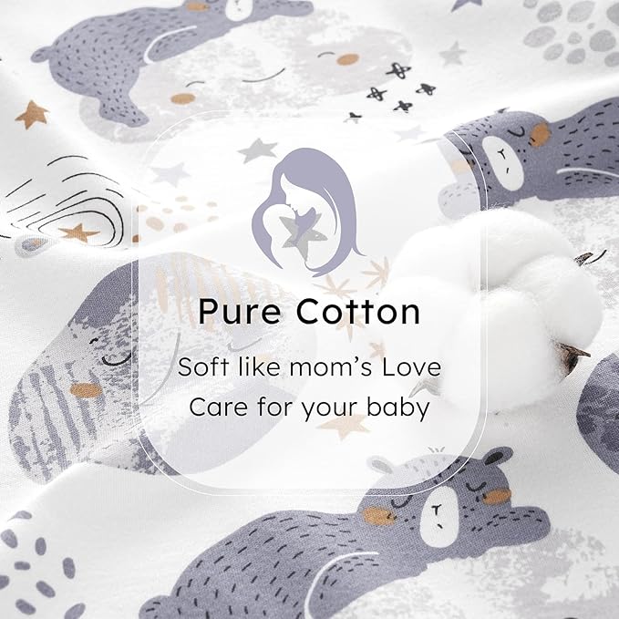 Baby Sleep Sack 12-18 months, 100% Cotton Sleeping Sack for Newborn and Infant, 3 Pack Baby Wearable Blanket for Boy and Girl, 0.5 Tog Lightweight Double Zipper Sleep Bag Grey Moon Bear