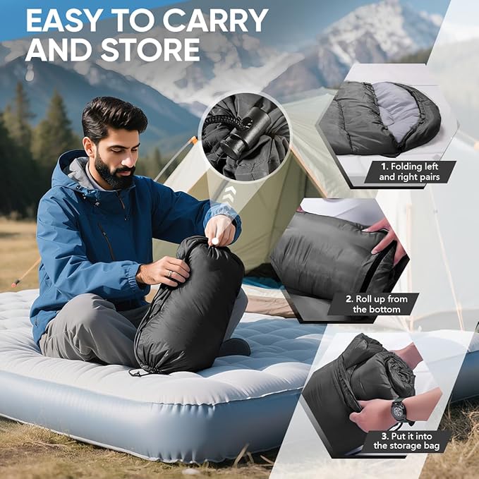 OBTANIM Sleeping Bags Portable Waterproof Camping Sleeping Bag for Adults Kids 4 Seasons Cold Weather or Warm Backpacking Hiking Travel Indoor Outdoor Use