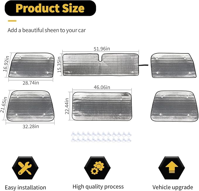 Windshield Sunshade Sun Shade Heat Shield Window Sun Visor Mat for Jeep Wrangler TJ 1997-2006,6PCS