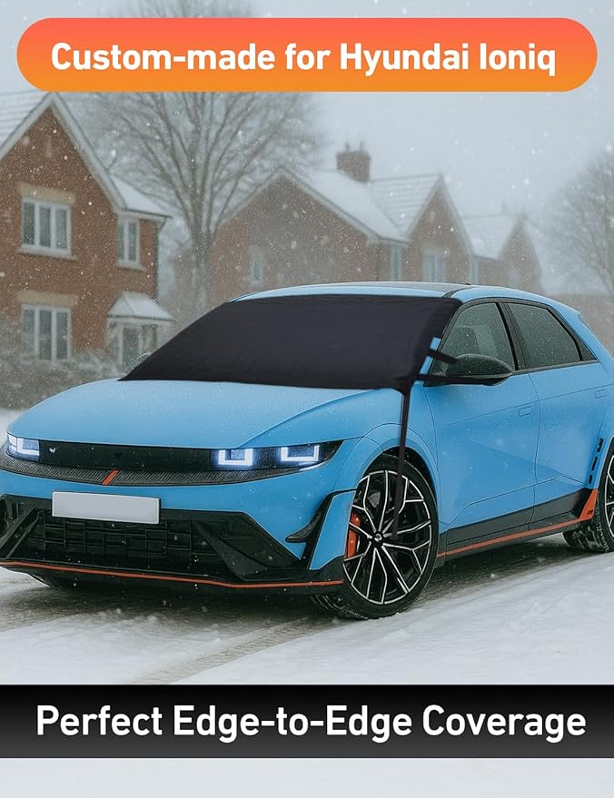 EcoNour Car Snow Cover Compatible for Hyundai Ioniq 5 Ioniq 6 | Windshield Cover for Ice and Snow with S-Hook Straps | Heavy-Duty 600D Oxford Winter Car Cover, Waterproof & Anti-Slip