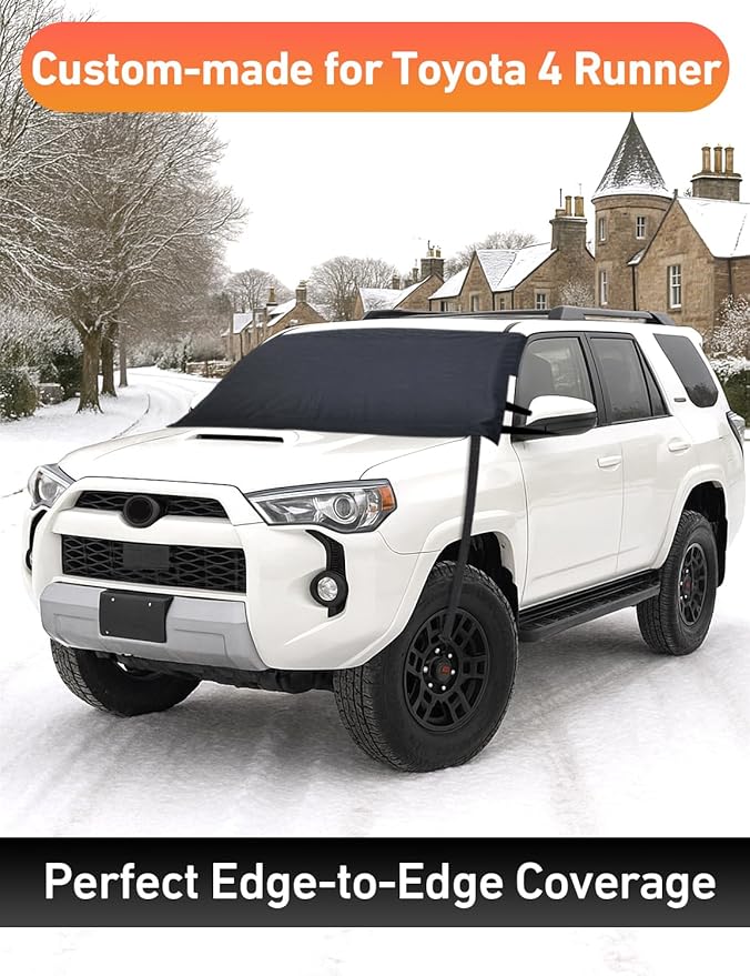 EcoNour Car Snow Cover Compatible for Toyota 4Runner | Windshield Cover for Ice and Snow with S-Hook Straps | Heavy-Duty 600D Oxford Winter Car Cover, Waterproof & Anti-Slip