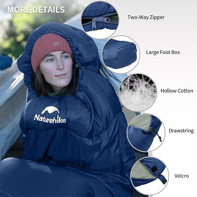 Naturehike Sleeping Bags for Adults, 10℉ 30℉ Mummy Backpacking Sleeping Bag, 0 Degree Lightweight Sleeping Bag Warm for Camping, Hiking