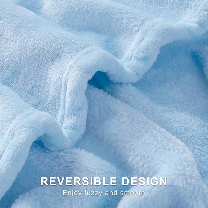 Hansleep Fleece Light Blue Twin Blanket, Super Soft Flannel Fuzzy Plush Cozy Blanket for All Seasons, Light Blue, Twin 60x80 Inches