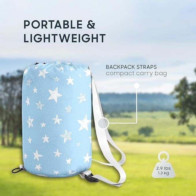 Wake In Cloud - Star Kids Sleeping Bag for Boys Girls Toddlers, Camping in Warm Cold Weather, Backpacking Lightweight Compact Outdoor Liner for 3 Seasons Summer Spring Fall