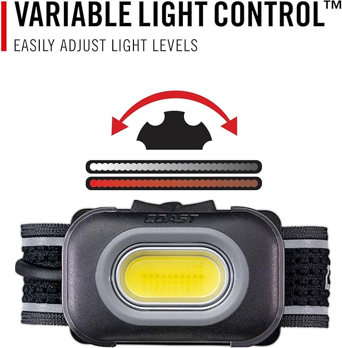 Coast RL10R 750 Lumen Rechargeable LED Headlamp with Variable Light Control and Rear Safety Signal