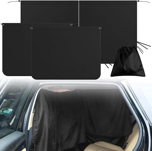 3Pcs Car Blackout Curtains, Universal Car Window Shades 95% Light Blocking Car Curtains Privacy Divider Curtains and Side Car Windows Covers Wide Sedan Car Shades for Baby Travel Camping Nap (A)