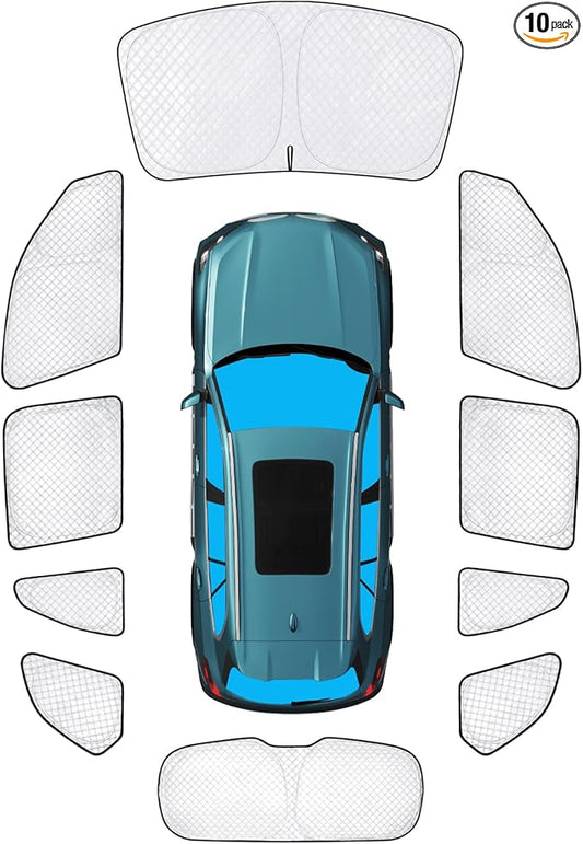 KMF 10pcs Thicken Sun Shades Custom Fit for BMW X5 Accessories 2019-2025 2026, Full Car Window Covers Sunshade for Windshield Side Rear, UV Block Protecting Privacy for Car Camping Blackout Outdoor