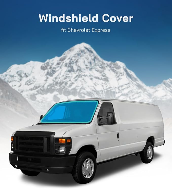 Windshield Cover for Chevy Express/Gmc Savana Van, Insulated Blackout Foldable Windshield Sunshade, AllSeasonGuard