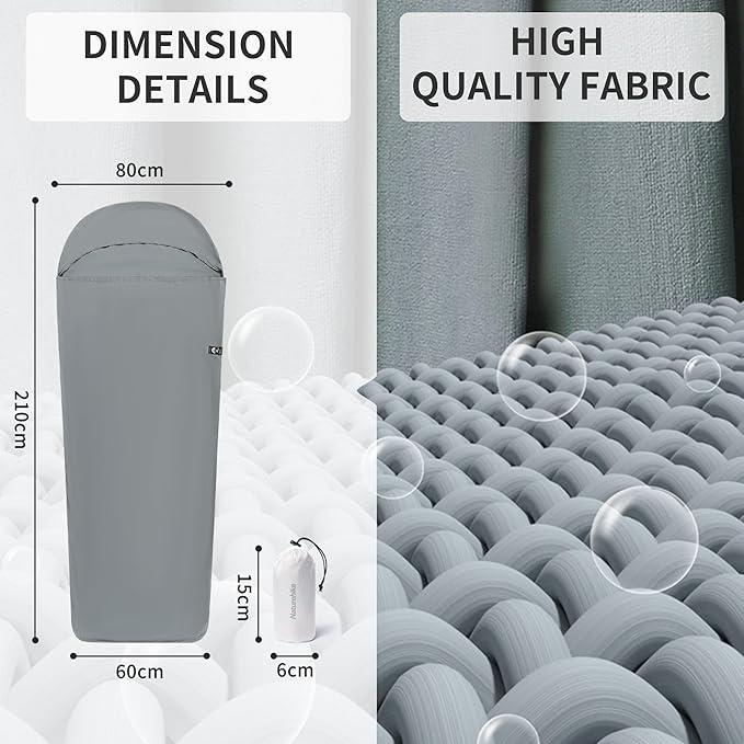 Naturehike 4.5oz Ultralight Washable Sleeping Bag Liner, Lightweight Adult Sleep Sack & Travel Sheets for Backpacking, Hotel, Camping, Hostels, ZY20