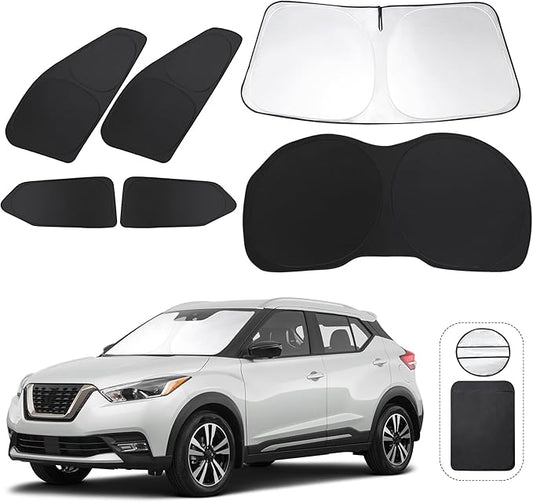 TINGLU Window Shades for Nissan Kicks 2018-2024 6PCS Accessories Side Full Windows Windshield Sun Shade Sun UV Rays & Privacy Protection for Camping,Napping,and Relaxing