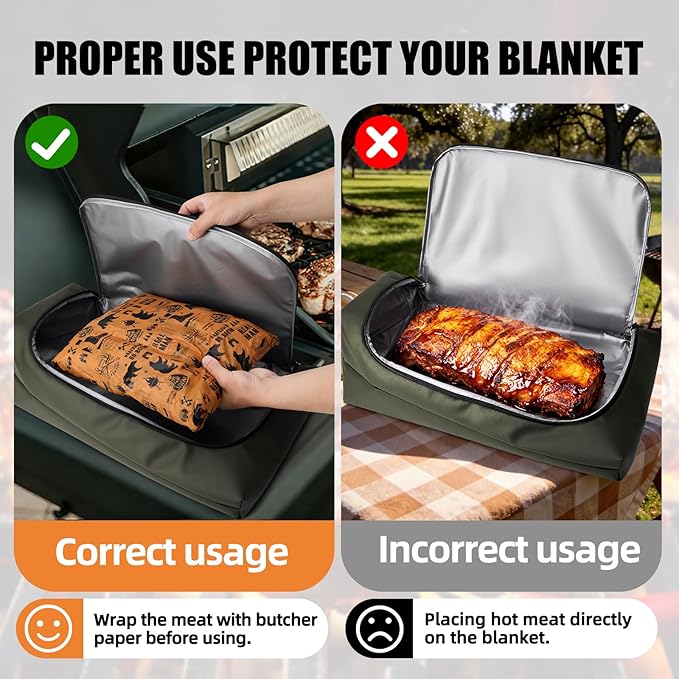 270° Opening BBQ Blanket for Resting Meat, Insulated Leak-Proof Meat Resting Bag for Brisket Turkey Pork, Smoker Accessories for Party Kitchen Camping, Anniversary Birthday Gift for Men Dad Husband