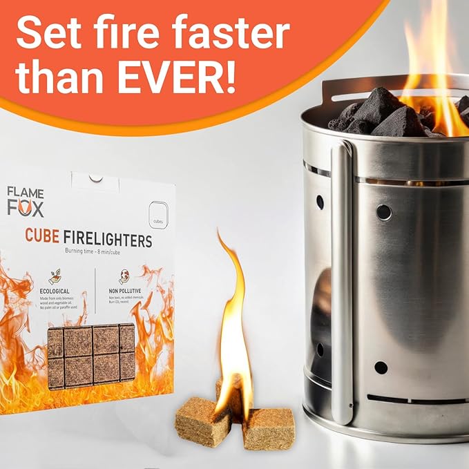 Flamefox Fire Cubes 320pcs - Quick Lighting Fire Starter for Fireplace, Wood Stove, BBQ, Camping - Easy Ignition, Long & Clean Burning, Weather Resistant Fire Lighter