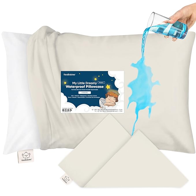 KeaBabies 13 x18 Toddler Pillowcase, Waterproof - Soft Waterproof Toddler Pillow Protector Cover for Kids, Boys, Girls, Durable Machine Washable, Small Travel Pillow Sold Separately (Clay)