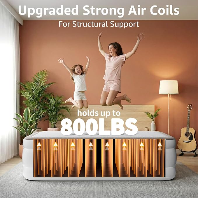 YENING Foam Full Size Air Mattress with Built in Pump Raised Double Blow up Bed Inflatable Camping Airbed 18 Inch Tall