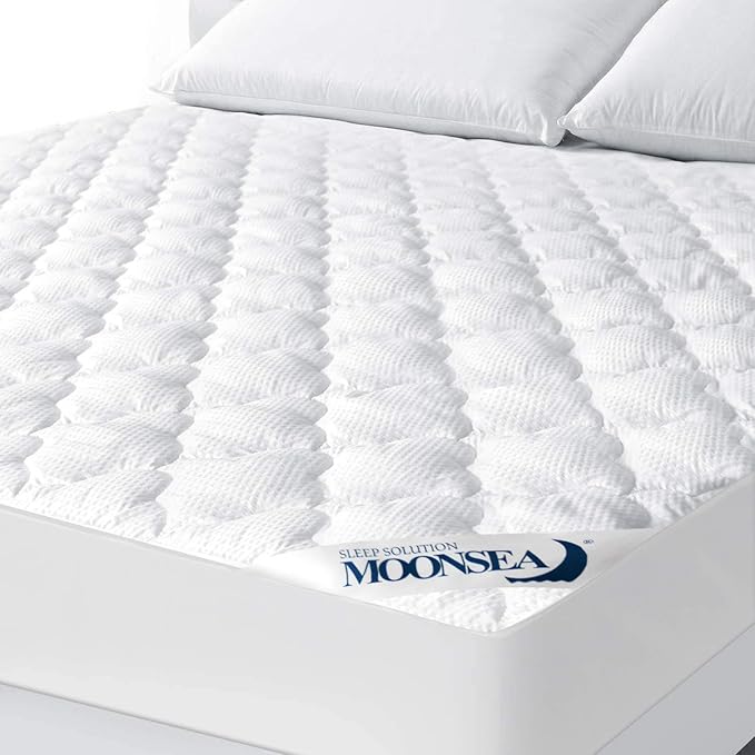 Short Queen Mattress Topper Thick Quilted Mattress Pad, RV Queen Mattress Cover, Super Soft Breathable and Noiseless Down Alternative Fiber with Deep Pocket Fits up to 23 Inch Mattress