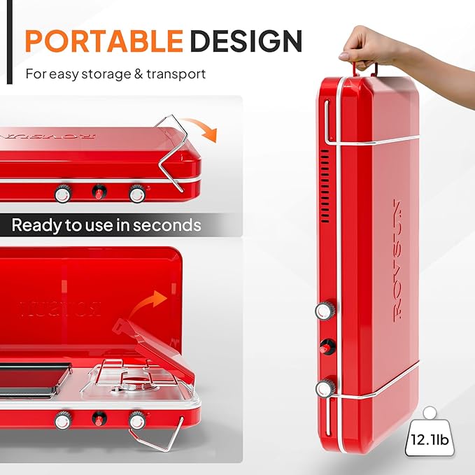 ROVSUN 2-in-1 Portable Camping Stove with Grill