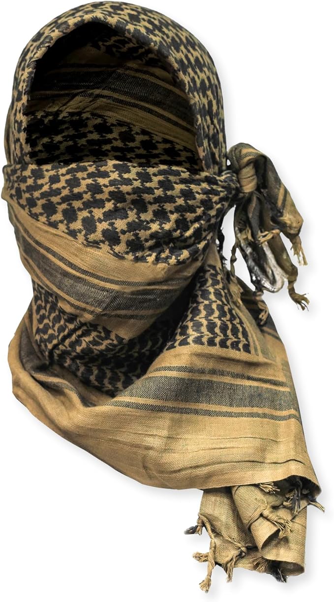 M MCGUIRE GEAR Shemagh Tactical Scarf, Middle Eastern Desert Hood, Bandana, Keffiyeh, Military Style, 100% Cotton, 42" x 42"