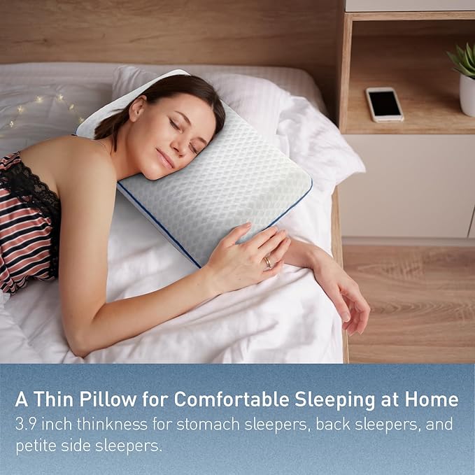 fulocean Cooling Travel & Camping Memory Foam Pillow for Sleeping,Contoured Support Medium Firm Small Travel Pillows for Airplanes & Backpacking Car Compact Lightweight, Breathable Washable Cover