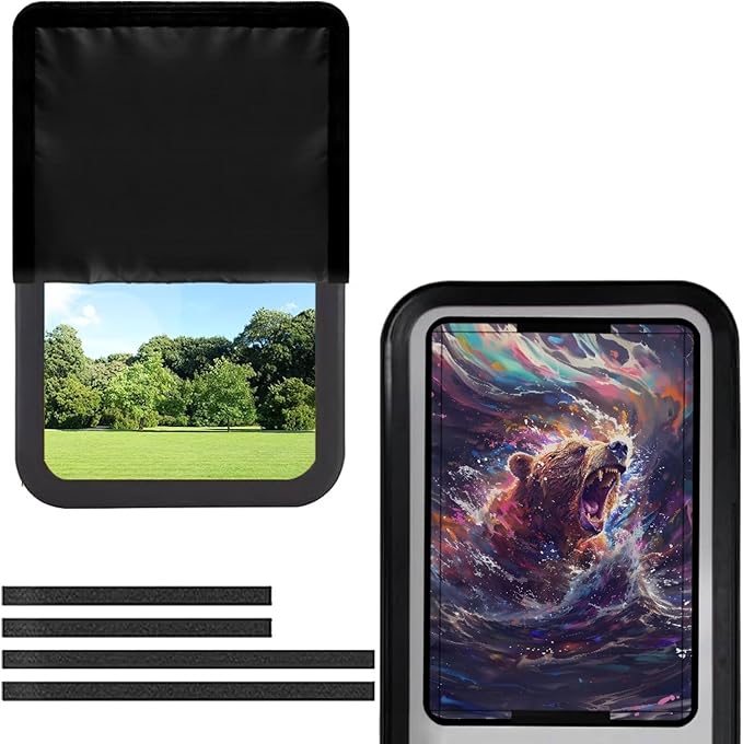 RV Accessories Bear Roar Door Window Shade Foldable for Inside, Blackout Shades RV Blinds, Blackout Screen Door Protector for Camper