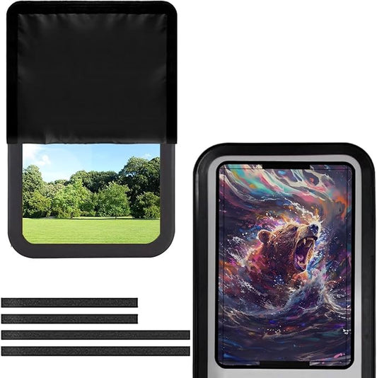 RV Accessories Bear Roar Door Window Shade Foldable for Inside, Blackout Shades RV Blinds, Blackout Screen Door Protector for Camper