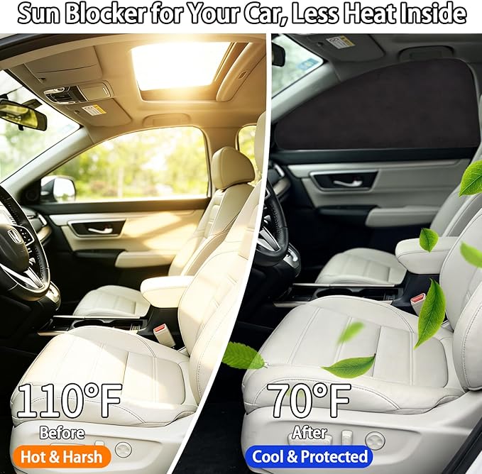 XCBYT Car Window Shades for 2017-2022 CRV, Suede Fabric Car Window Covers for Privacy, Custom Fit Design Without Built-in Steel Rings, UV & Heat Protection, Magnetic Installation