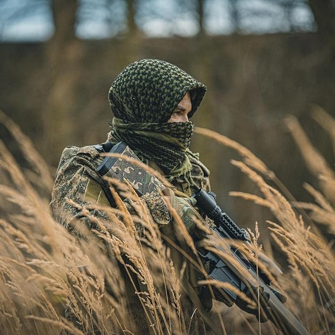 M MCGUIRE GEAR Shemagh Tactical Scarf, Middle Eastern Desert Hood, Bandana, Keffiyeh, Military Style, 100% Cotton, 42" x 42"