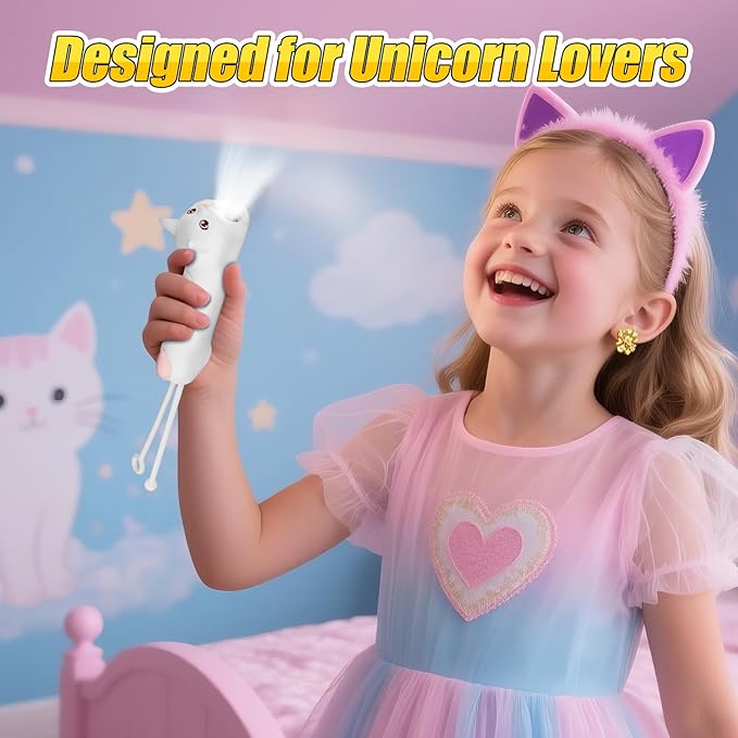 Teprewes White Cat Outdoor Kid's Flashlight Rechargeable, Led Flashlight, Fun and Lightweight Kid Flashlight Suitable for Camping and Outdoor Exploration, Dog Walking, Birthday Gift