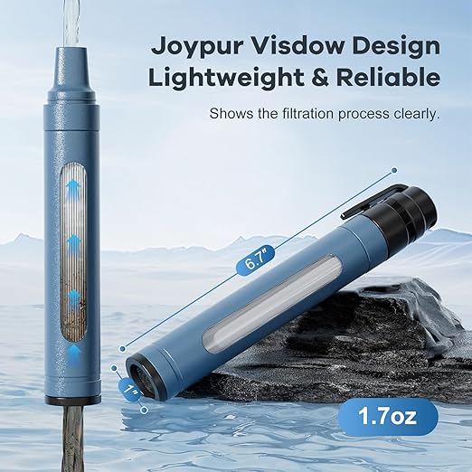 Water Filter Straw Survival Water Purifying Straws 0.001 Micron Filtration System with Transparent Window for Camping, Hiking, Travel, Backpacking Emergency Preparedness(3pc)